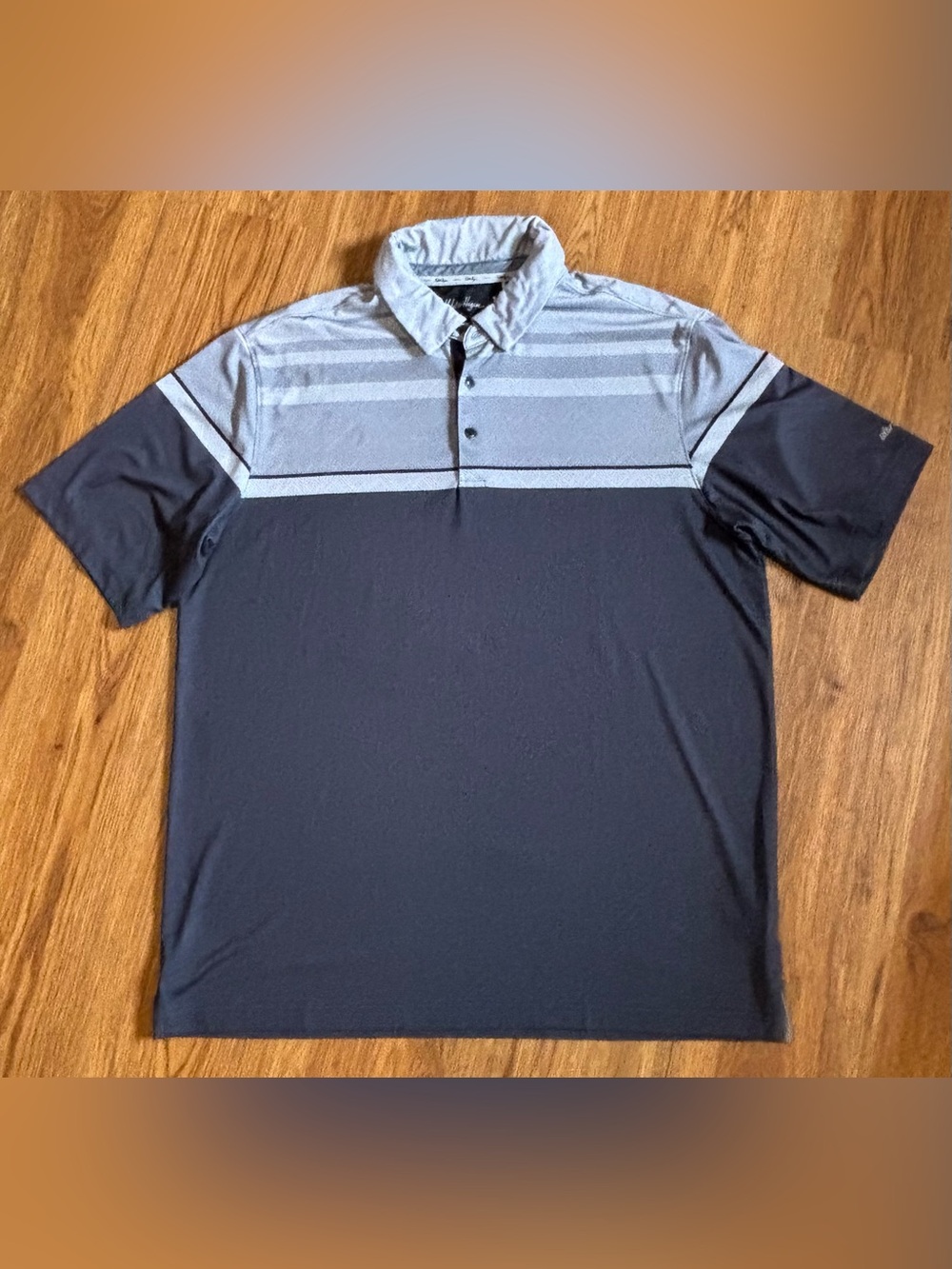 Walter Hagen Men’s Large Golf Polo Gray Geometric Performance Shirt